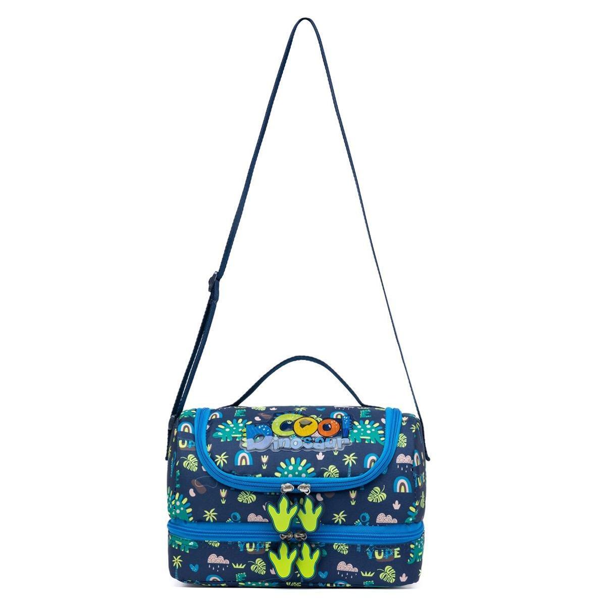 Mochila Escolar Menino De Rodinha Infantil Estojo Lancheira - Azul ...