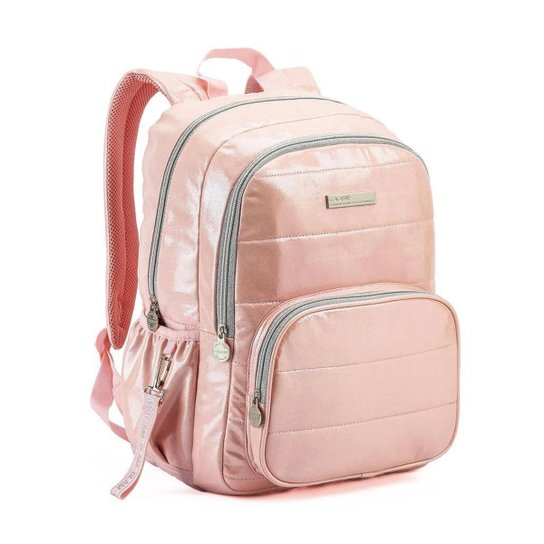 Mochila Escolar Metalizado Faculdade Juvenil Costas G - Rosa Menor preço em Mochila Escolar Metalizado Faculdade Juvenil Costas G - Rosa