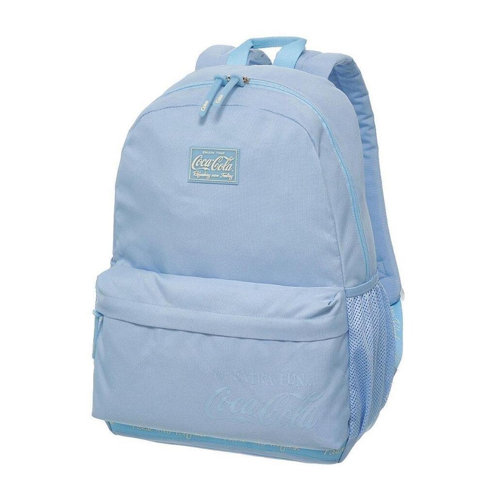 Mochila Escolar Notebook Costas Coca-Cola Flat Azul Claro