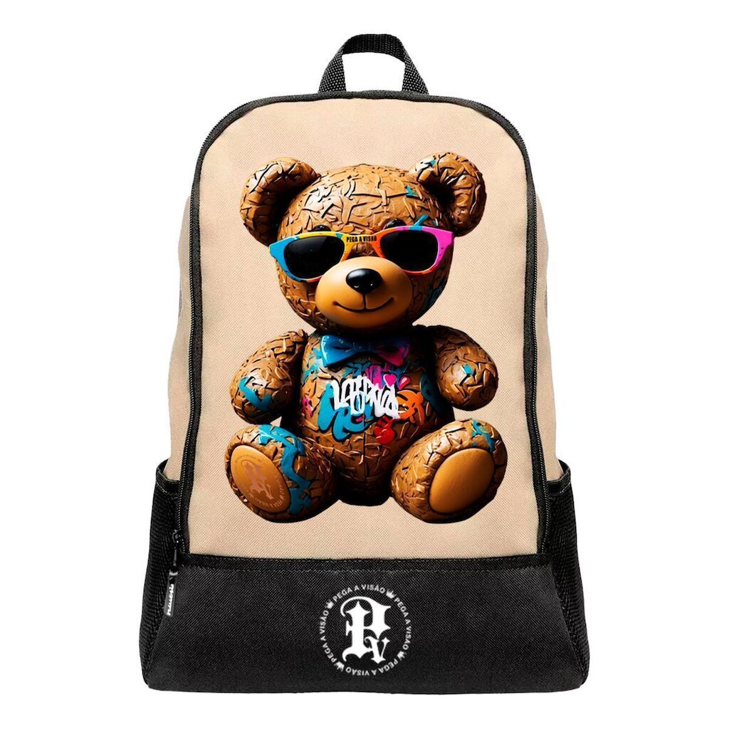 Mochila Escolar Pega a Visão Estampado Urso Masculina