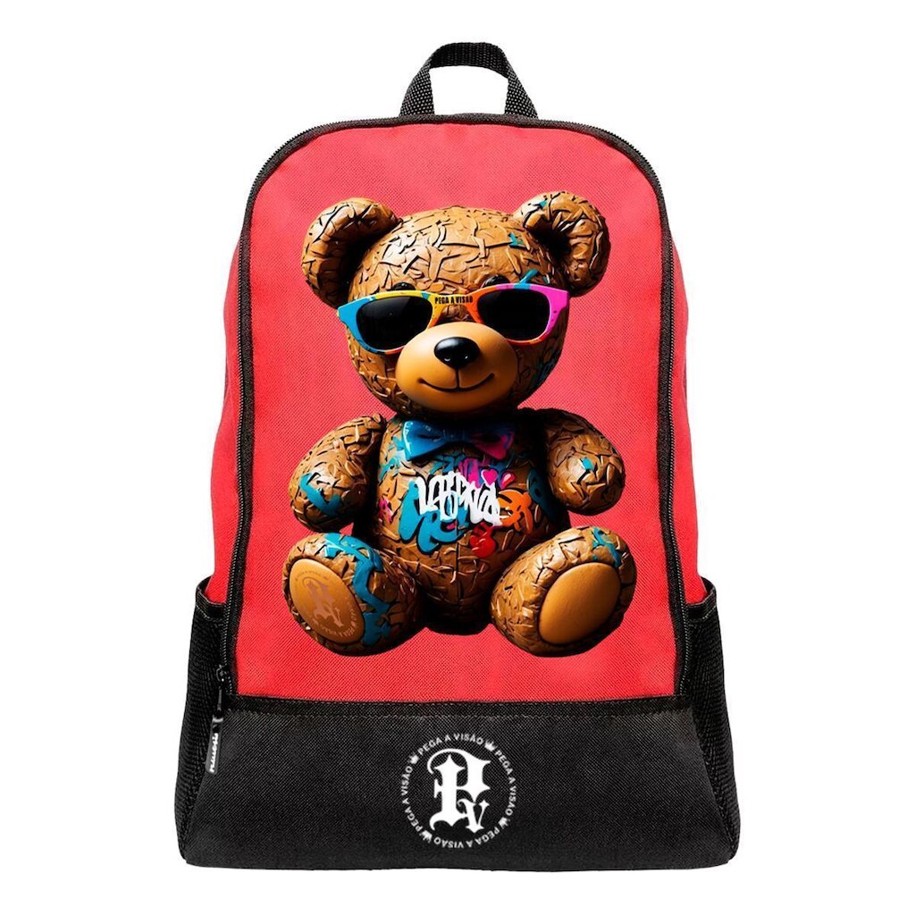 Mochila Escolar Pega a Visão Estampado Urso Masculina