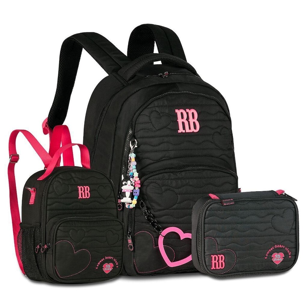 Mochila Escolar Rebecca Bonbon Kit com Lancheira e Estojo Box