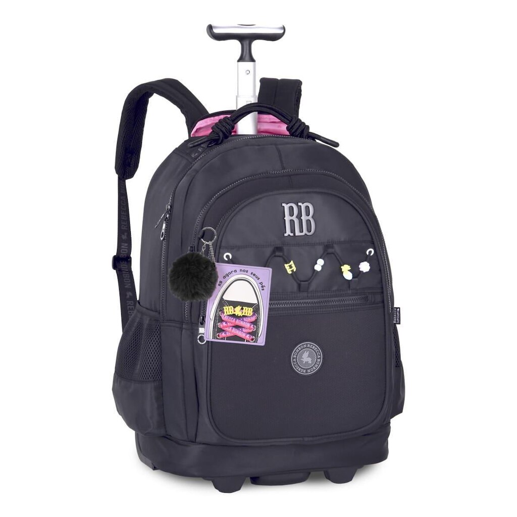 Mochila Escolar Rodinhas Rebecca Bonbon com Cadarços para tênis