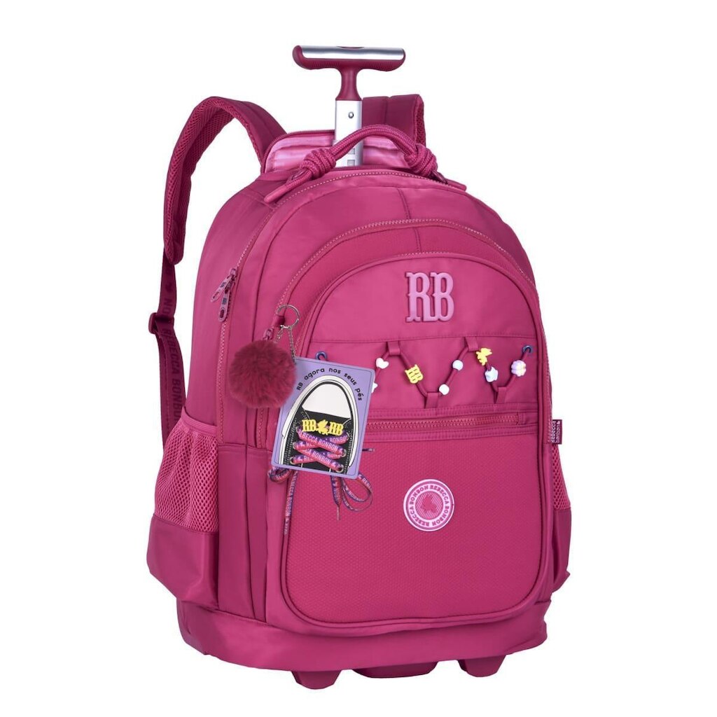 Mochila Escolar Rodinhas Rebecca Bonbon com Cadarços para tênis