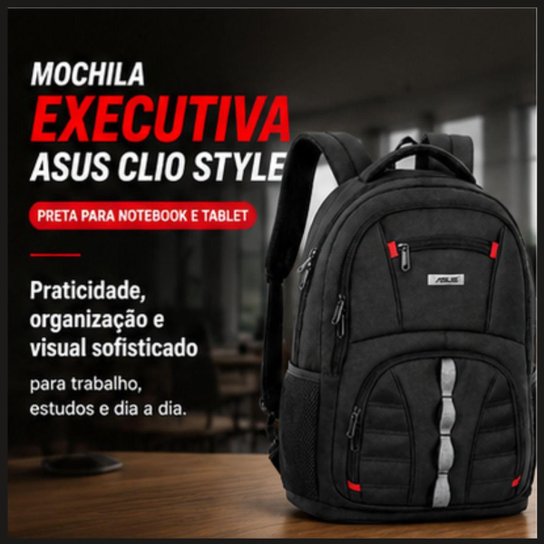 Mochila Executiva Asus Clio Style Preta Notebook Tablet