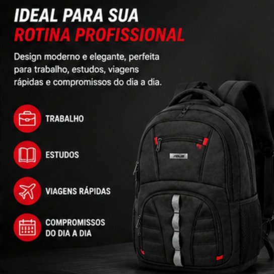 Mochila Executiva Asus Clio Style Preta Notebook Tablet
