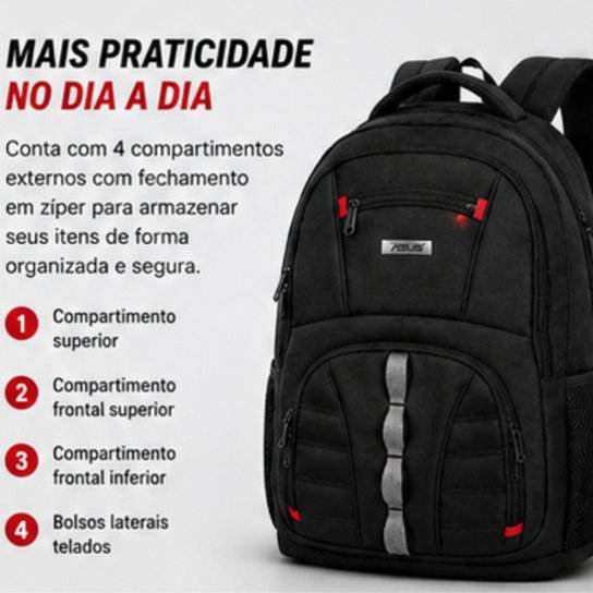 Mochila Executiva Asus Clio Style Preta Notebook Tablet