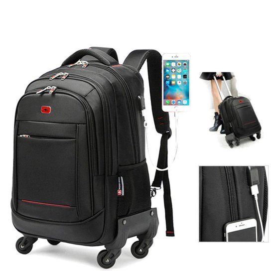 Mochila Executiva com 4 Rodinhas 360º e Entrada USB