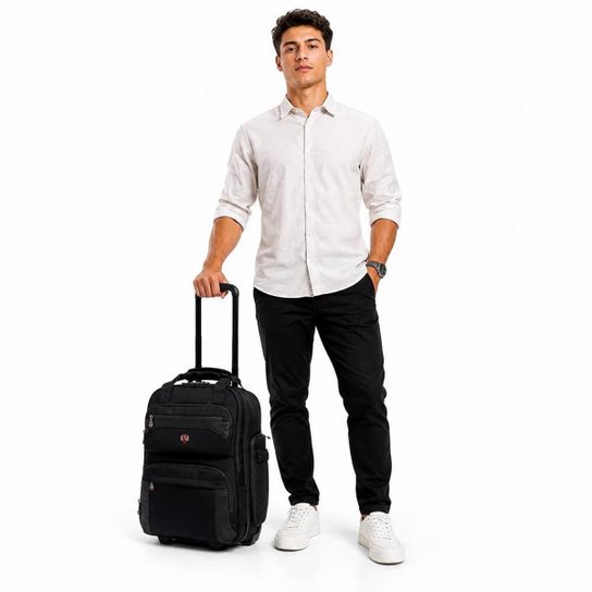 Mochila Executiva De Rodinhas Espaçosa Trabalho Notebook 36 Litros
