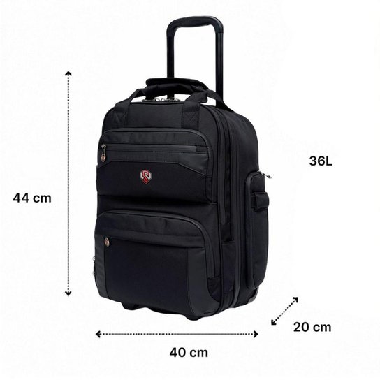 Mochila Executiva De Rodinhas Espaçosa Trabalho Notebook 36 Litros
