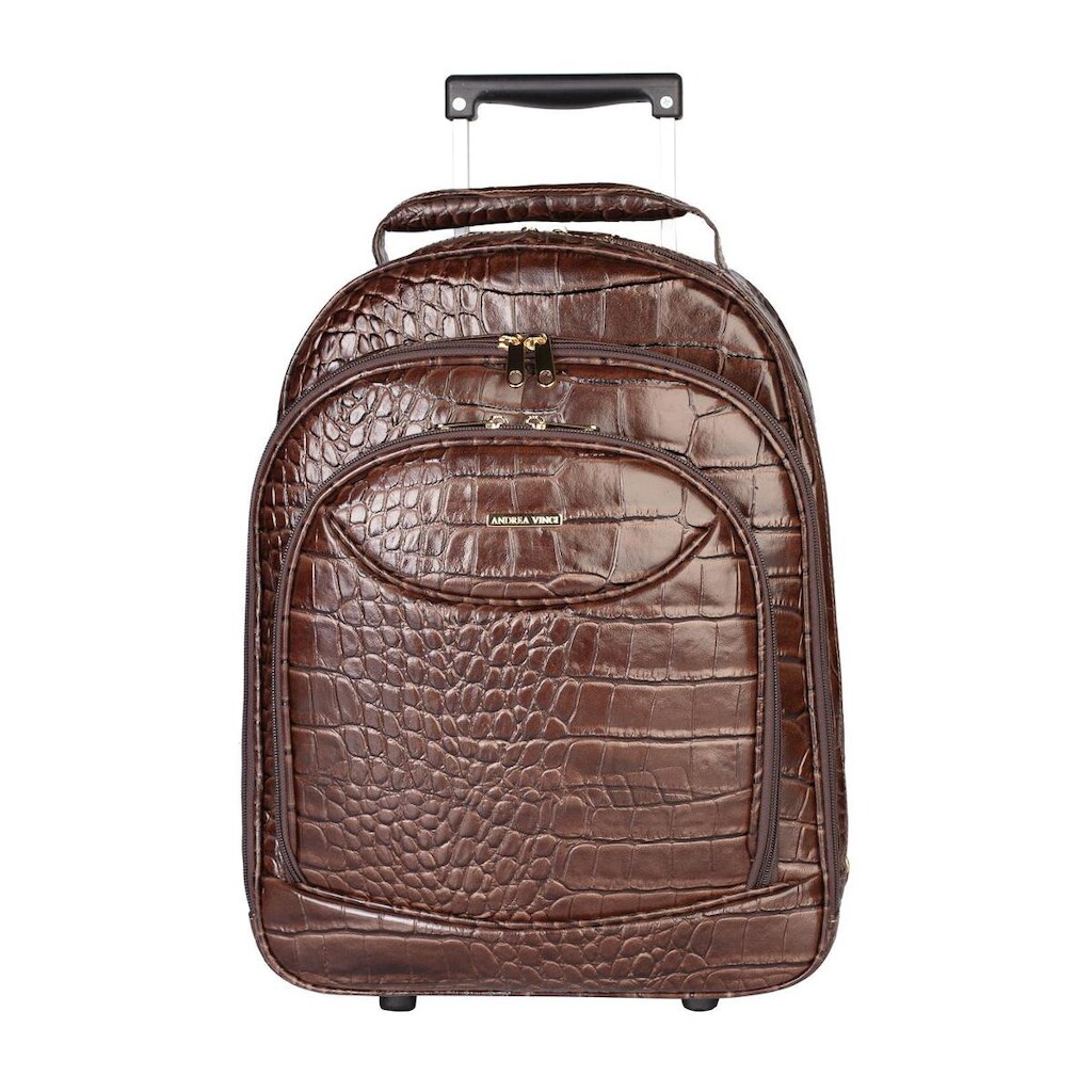 Mochila feminina com carrinho de couro croco Veneza