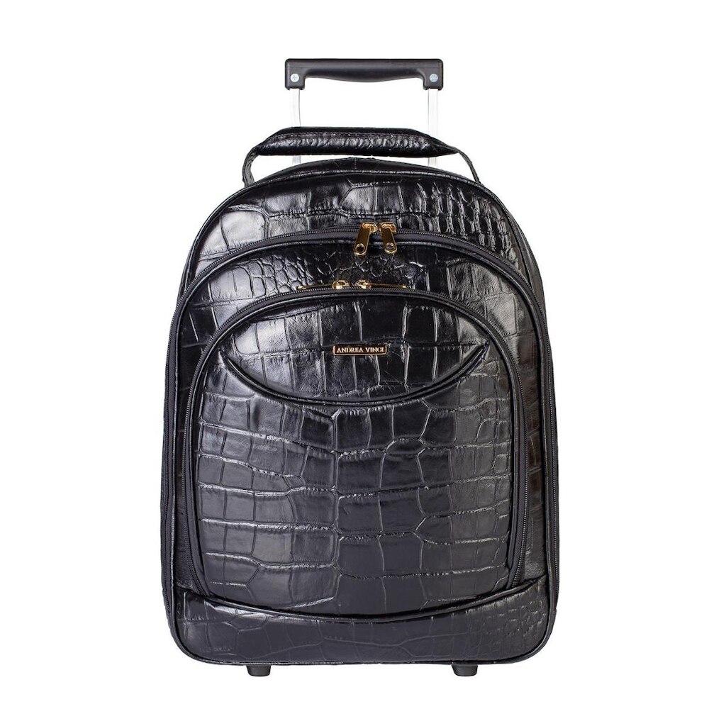 Mochila feminina com carrinho de couro croco Veneza