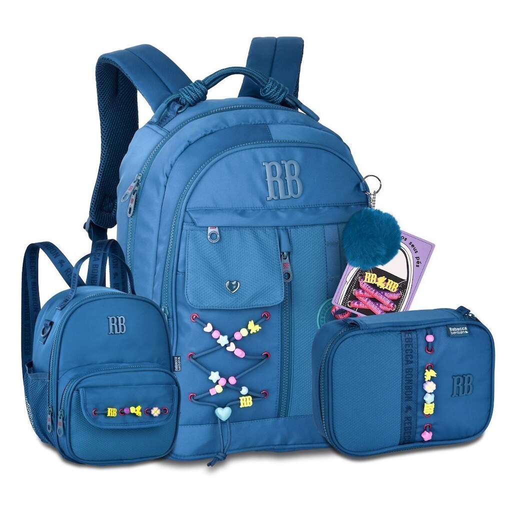 Mochila Feminina Com Lancheira e Estojo Box Rebecca Bonbon