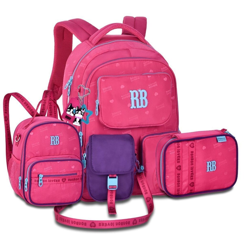 Mochila Feminina com Lancheira e Estojo Box Rebecca Bonbon