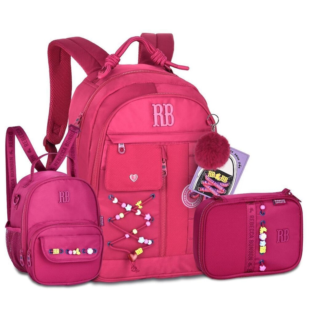 Mochila Feminina Com Lancheira e Estojo Box Rebecca Bonbon