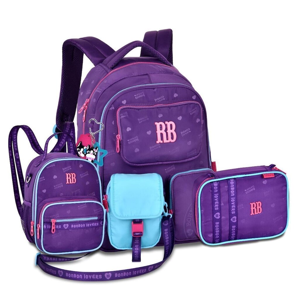 Mochila Feminina com Lancheira e Estojo Box Rebecca Bonbon