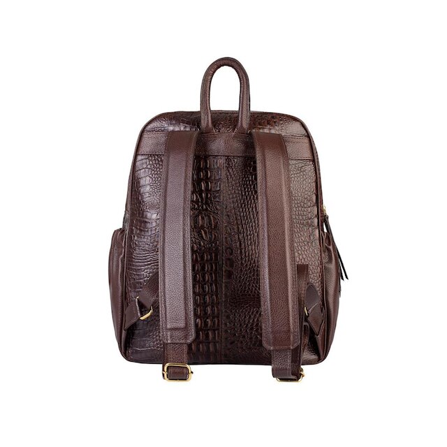 Mochila feminina de couro croco Zaya