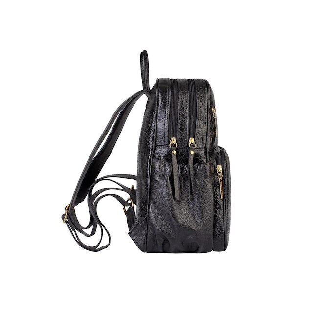 Mochila feminina de couro croco Zaya
