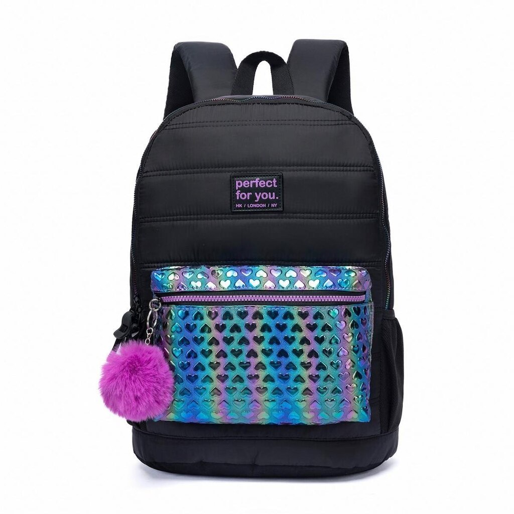Mochila Feminina Escolar Chaveiro Espaçosa