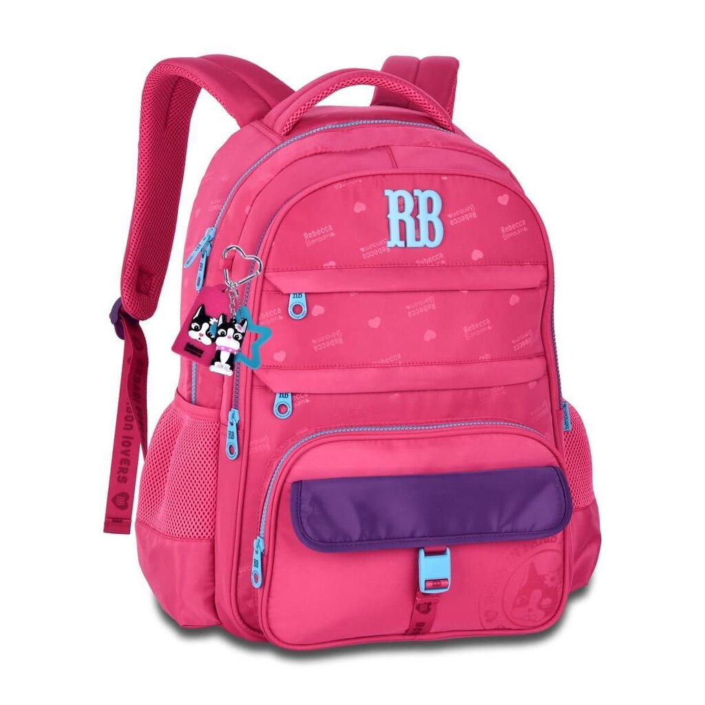 Mochila Feminina Premium Rebecca Bonbon Jacquard com chaveiro