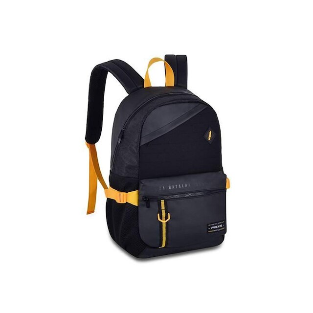 Mochila Free Fire Costas E Estojo Escolar Amarelo Preto Clio