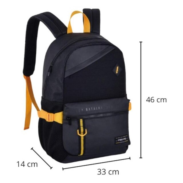Mochila Free Fire Costas E Estojo Escolar Amarelo Preto Clio