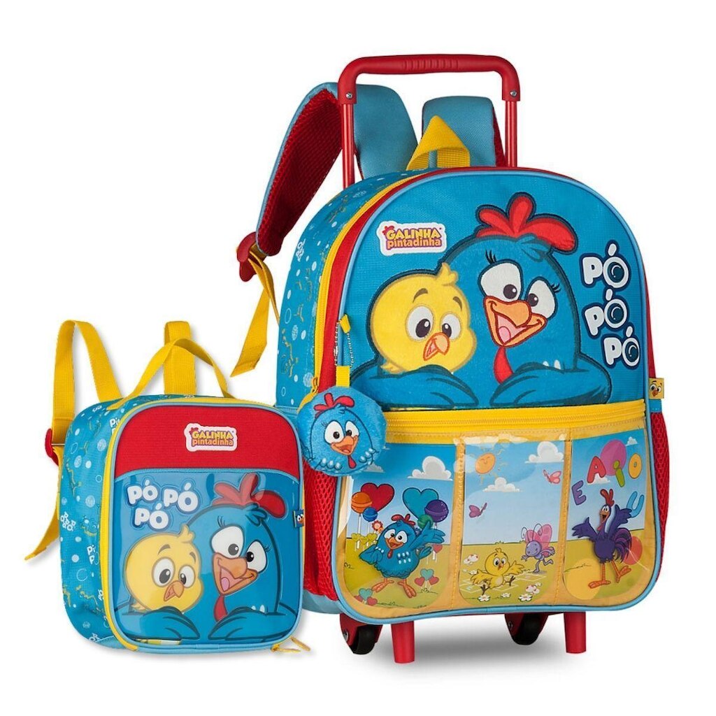 Mochila Galinha Pintadinha Kit Bolsa Escolar com Lancheira