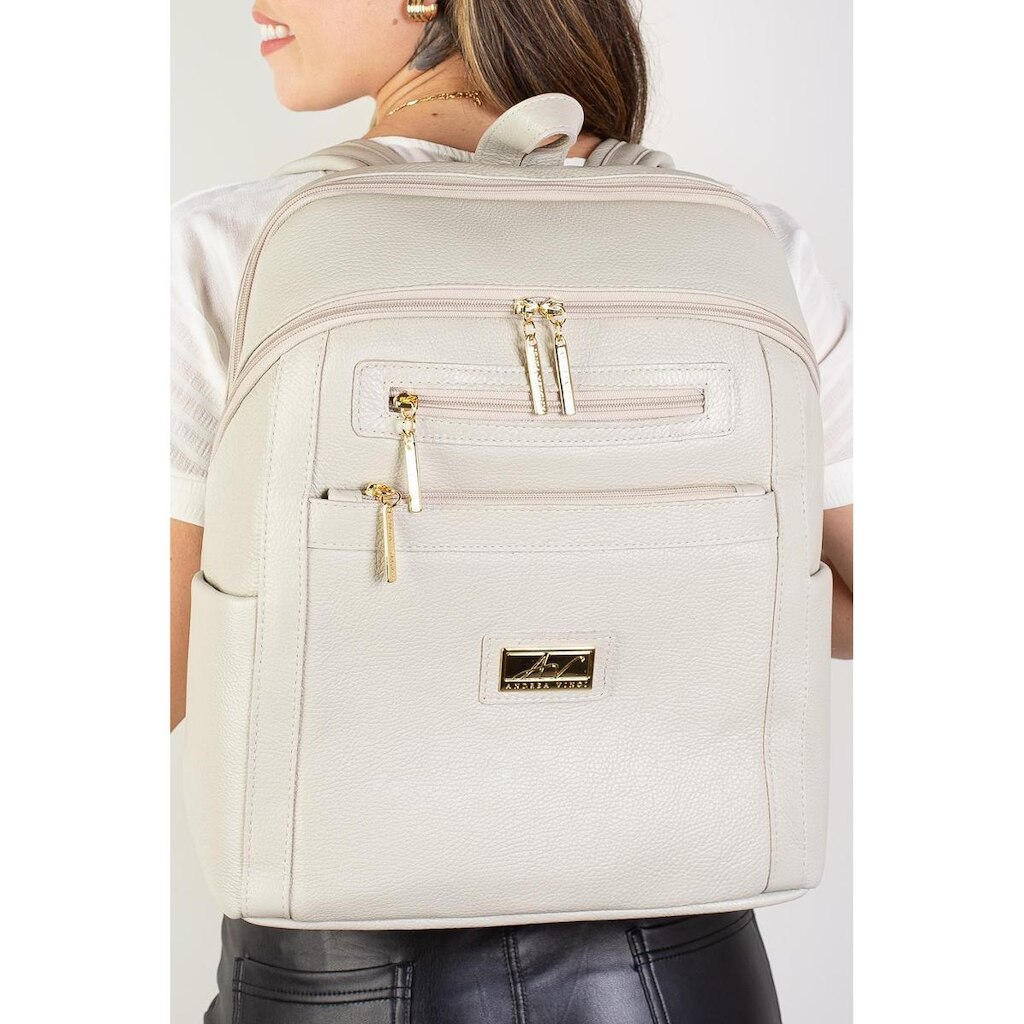 Mochila grande de couro liso Marcela