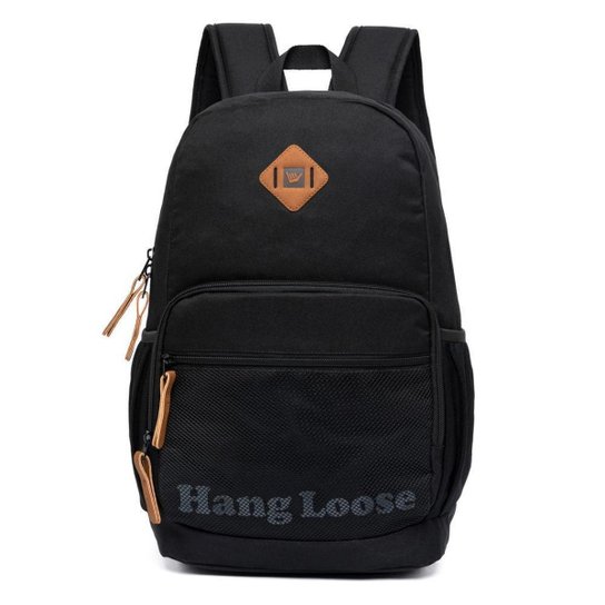 Mochila Hang Loose Bolsa Casual Escolar Resistente - Preto Menor preço em Mochila Hang Loose Bolsa Casual Escolar Resistente - Preto