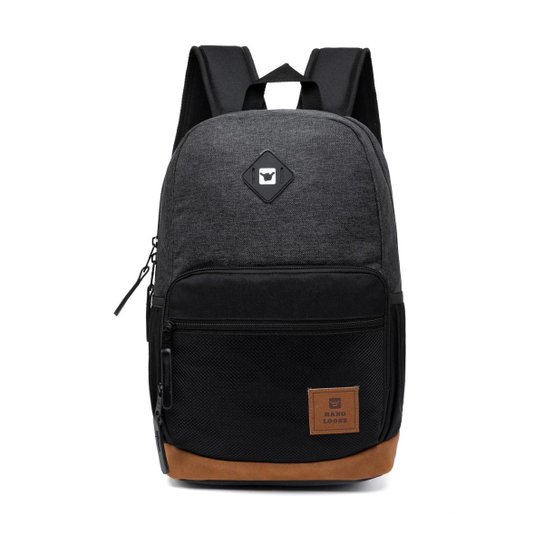 Mochila Hang Loose Bolsa Casual Escolar Resistente - Grafite+Preto Menor preço em Mochila Hang Loose Bolsa Casual Escolar Resistente - Grafite+Preto