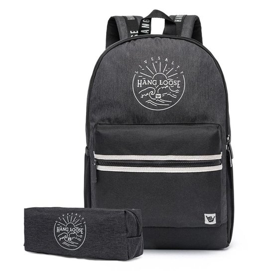 Mochila Hang Loose + Estojo Hang Loose Webbing - Chumbo Menor preço em Mochila Hang Loose + Estojo Hang Loose Webbing - Chumbo