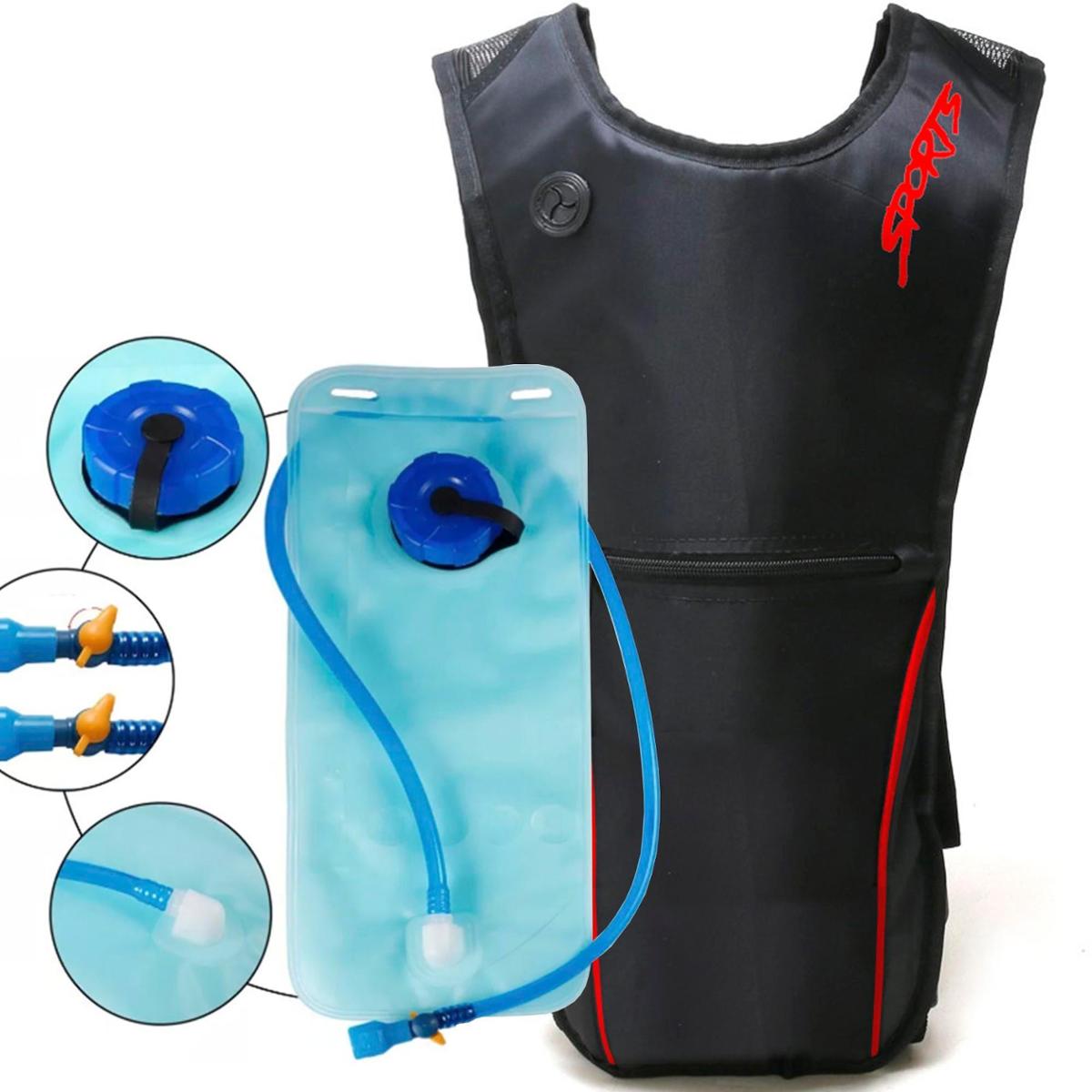 Mochila Hidratação Impermeável Para Ciclismo com Refil De 2 Litros Vermelha