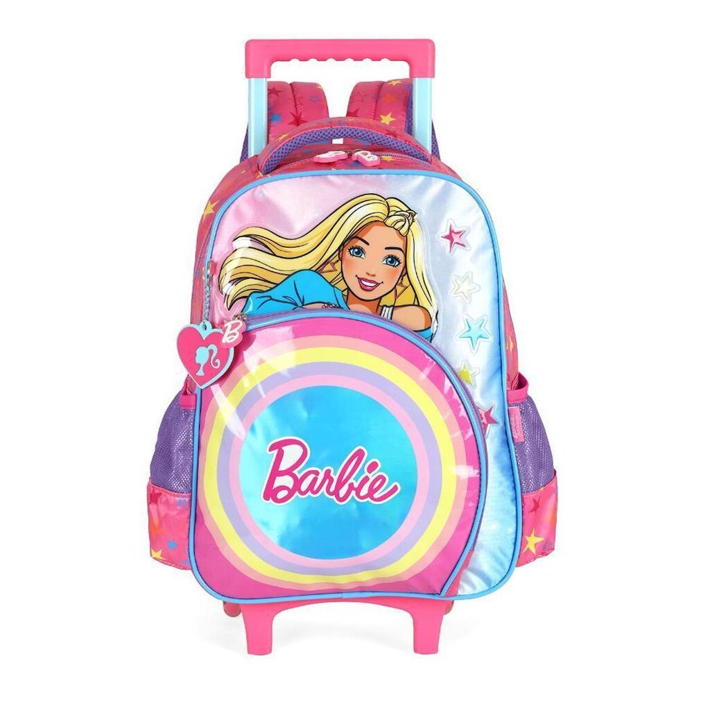 Mochila Infantil de Rodinhas Média Barbie Náilon Estampada
