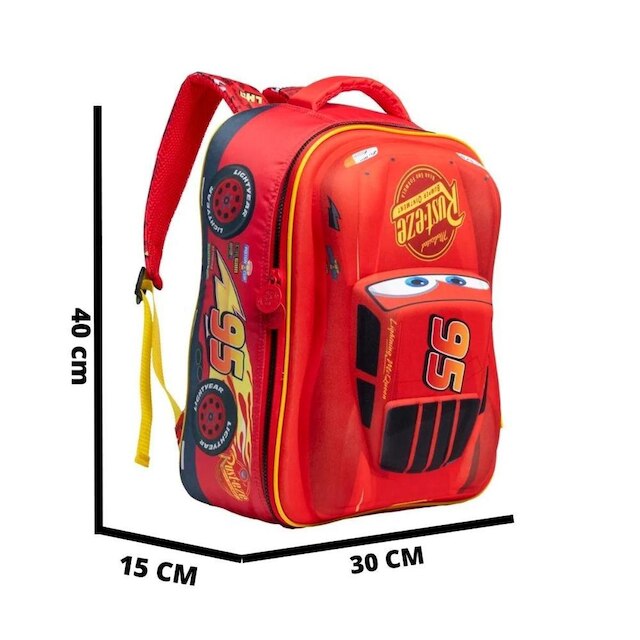 Mochila Infantil Escolar Carros Relâmpago Mcqueen 3D 14912