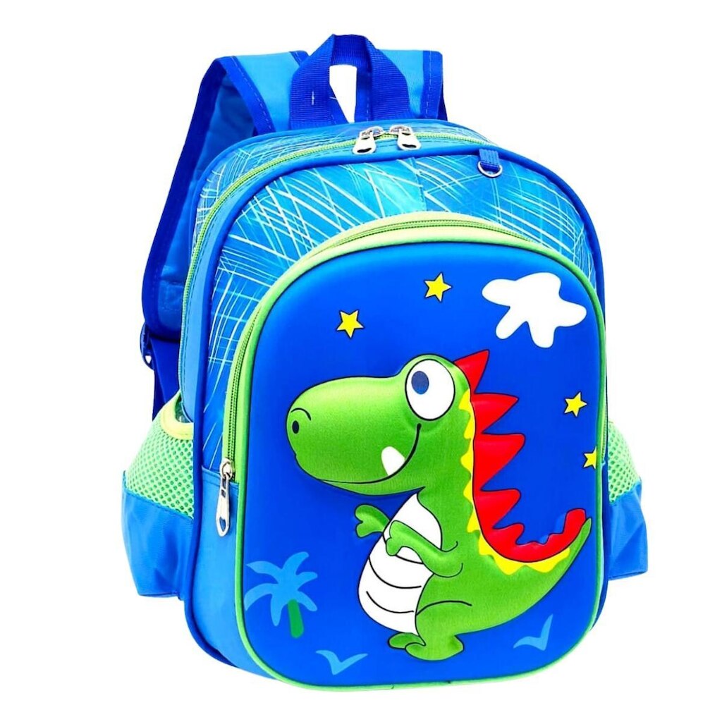 Mochila Infantil Escolar Menino Com Estampa Dinossauro em 3D