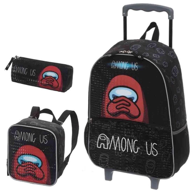 Mochila Infantil Rodinhas Among US Suspicious com Lancheira em oferta na Shopee Mochila Infantil Rodinhas Among US Suspicious com Lancheira