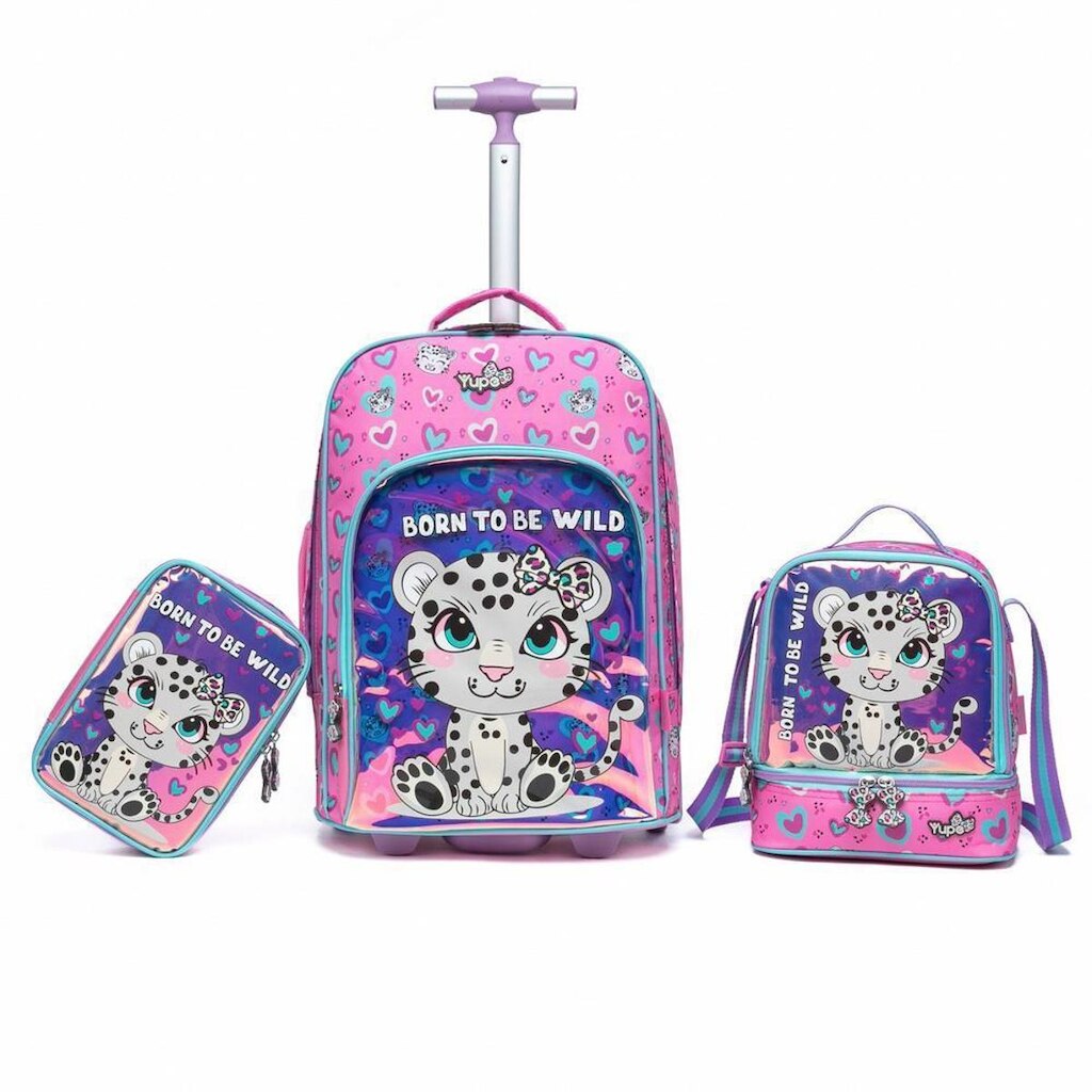 Mochila Infantil Rodinhas Lancheira Termica Estojo Yupe
