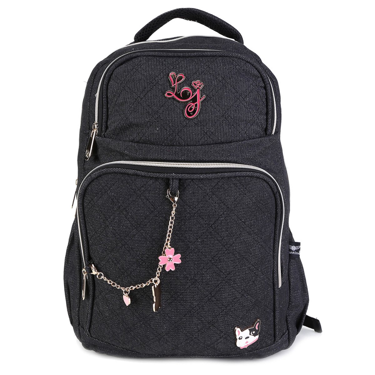 Mochila Jeans Santino Lili July - Preto | Netshoes