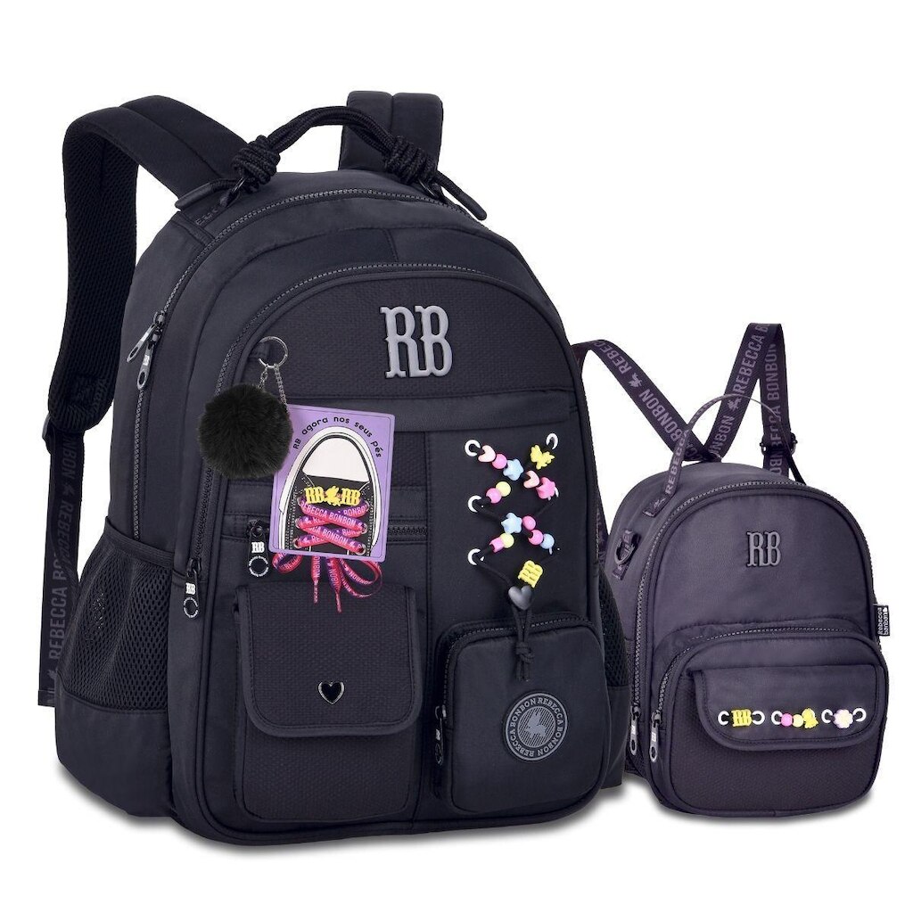 Mochila Juvenil com Lancheira Térmica Cadarços Rebecca Bonbon