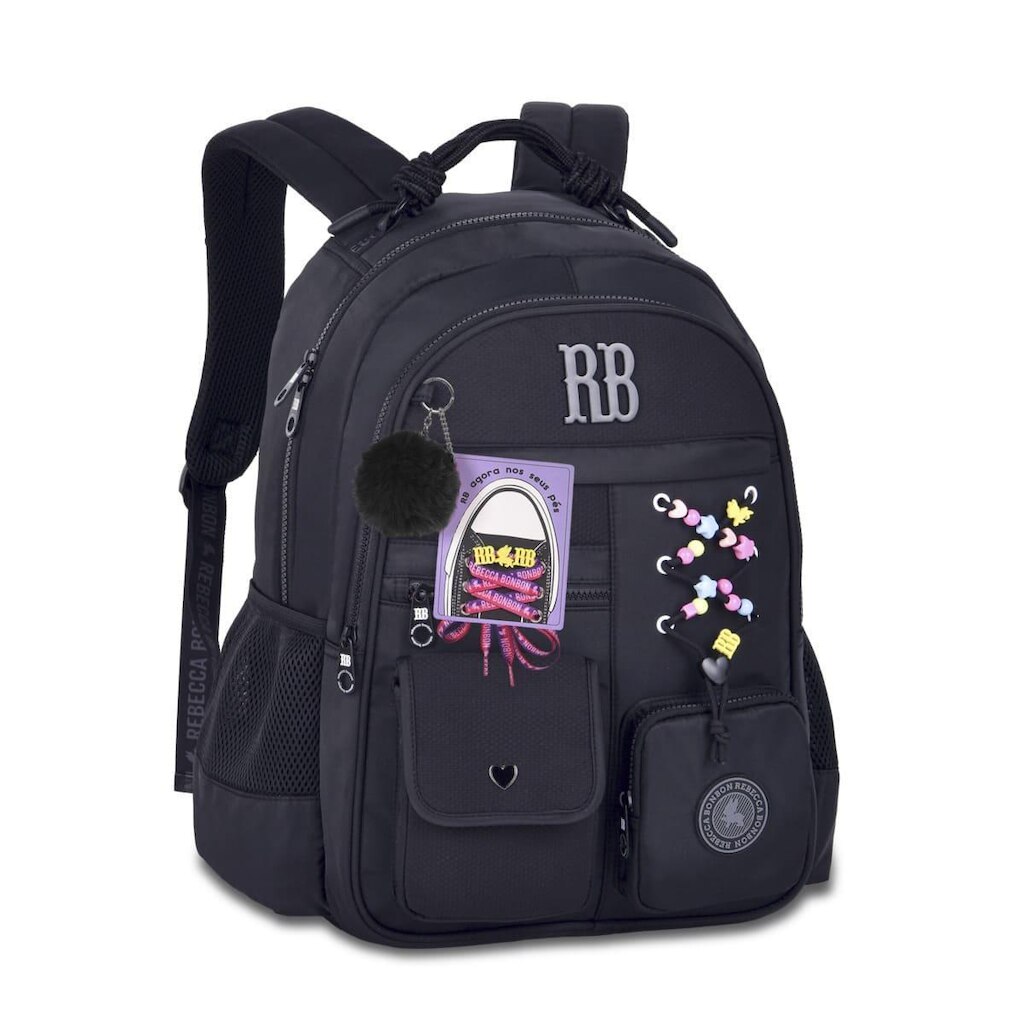 Mochila Juvenil Feminina com cadarços extras Rebecca Bonbon