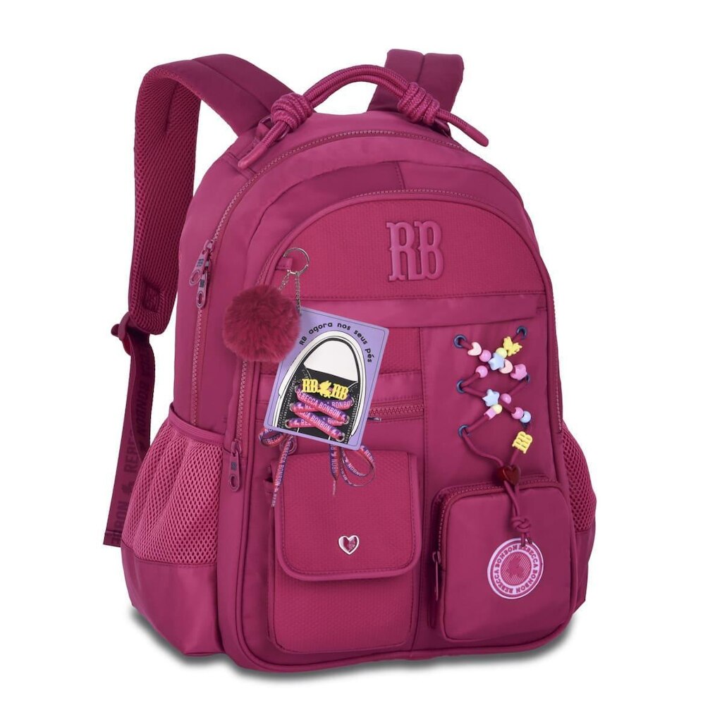Mochila Juvenil Feminina com cadarços extras Rebecca Bonbon