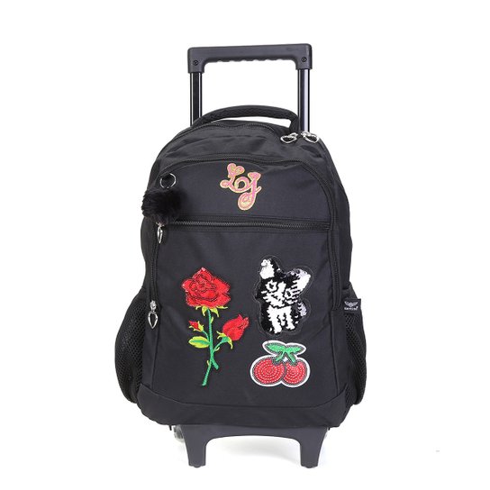 Mochila Juvenil Santino Lili July c/ Rodinhas - Preto Menor preço em Mochila Juvenil Santino Lili July c/ Rodinhas - Preto