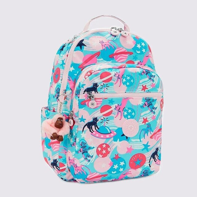 Mochila Kipling Seoul Cat In Space - Azul | Netshoes