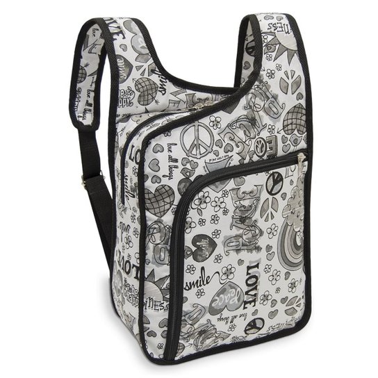 Mochila LS Bolsas com bolso frontal - Preto+Branco