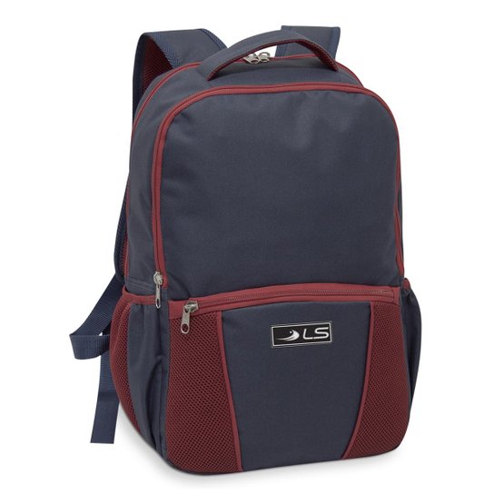 Mochila LS Bolsas com divisão frontal, bolso frontal e 2 bolsos laterais - Azul