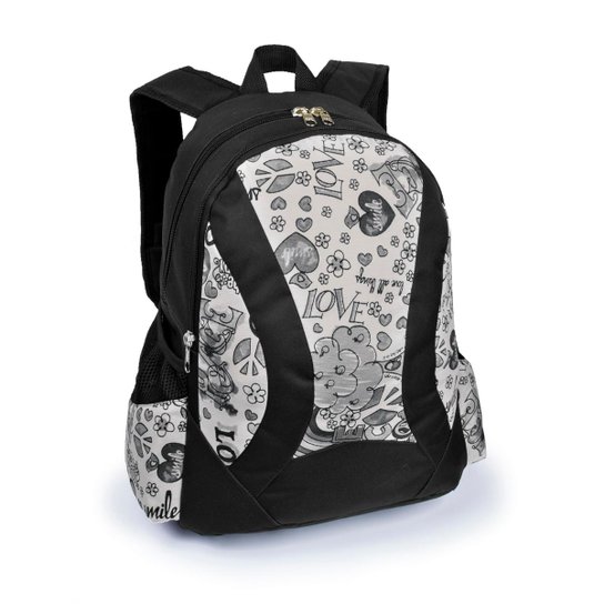Mochila LS Bolsas com divisão frontal e 2 bolsos laterais - Preto
