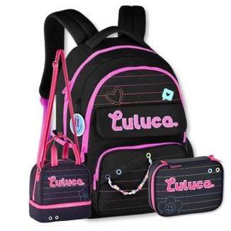Mochila Luluca Kit com Lancheira Térmica e Estojo Box Escolar