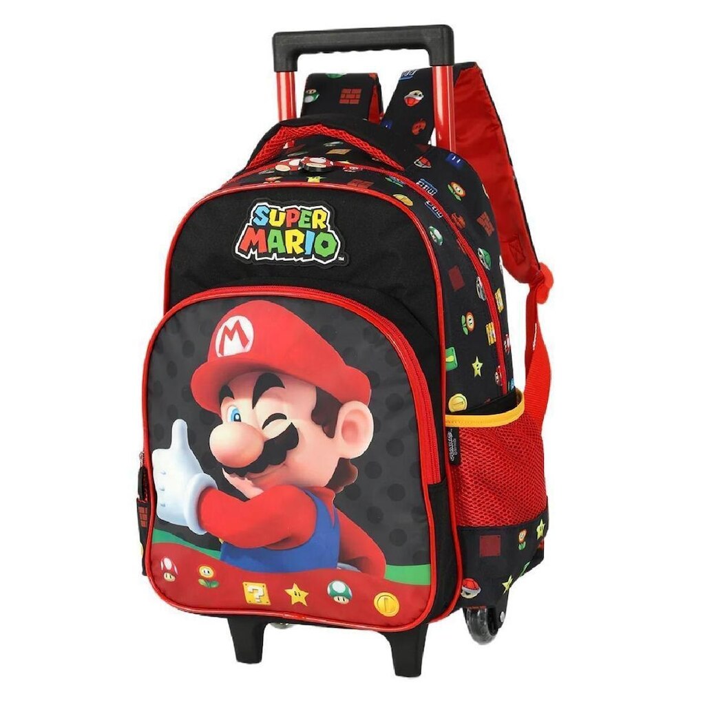 MOCHILA LUXCEL INFANTIL MARIO BROS COM RODAS IC42542MO