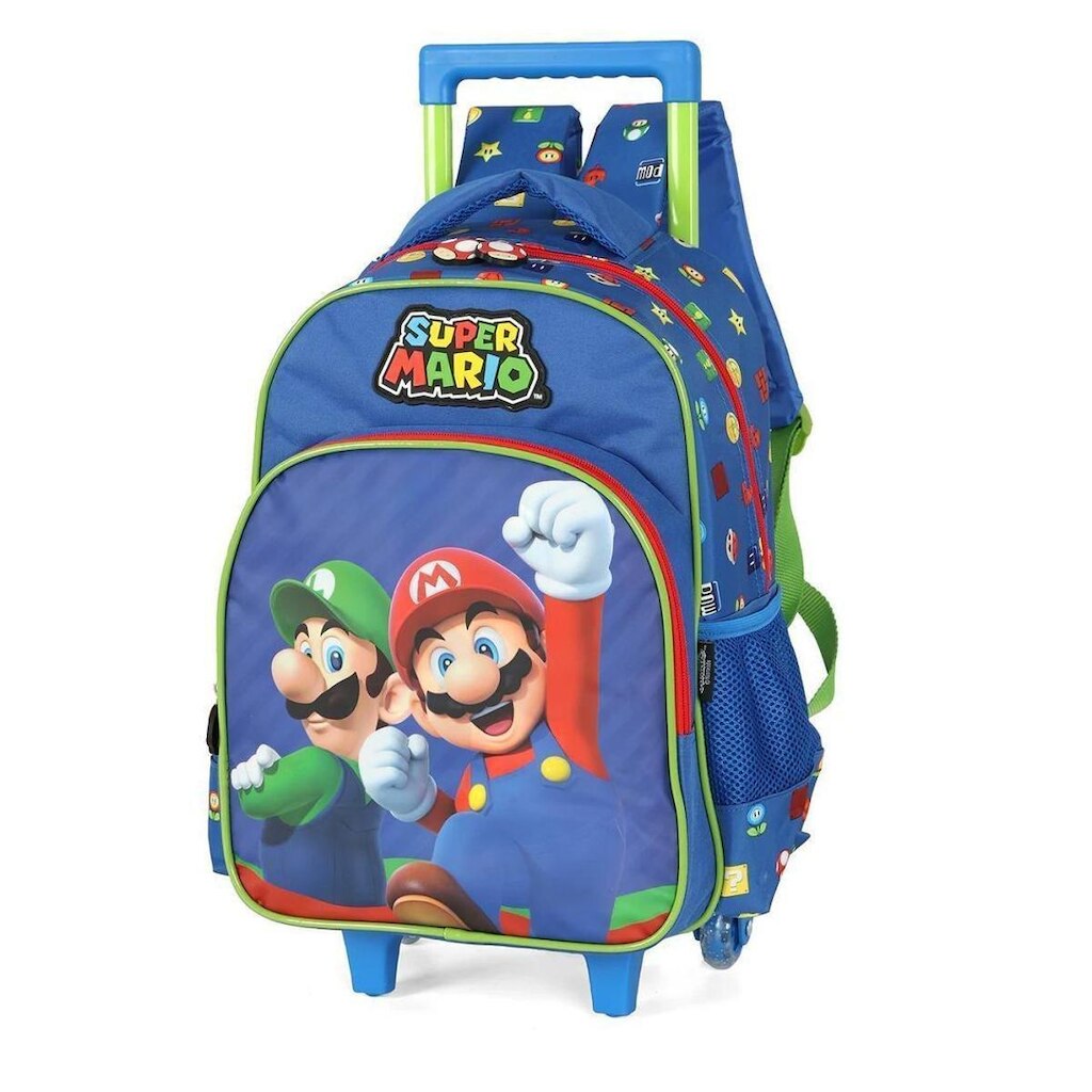MOCHILA LUXCEL INFANTIL MARIO BROS COM RODAS IC42542MO