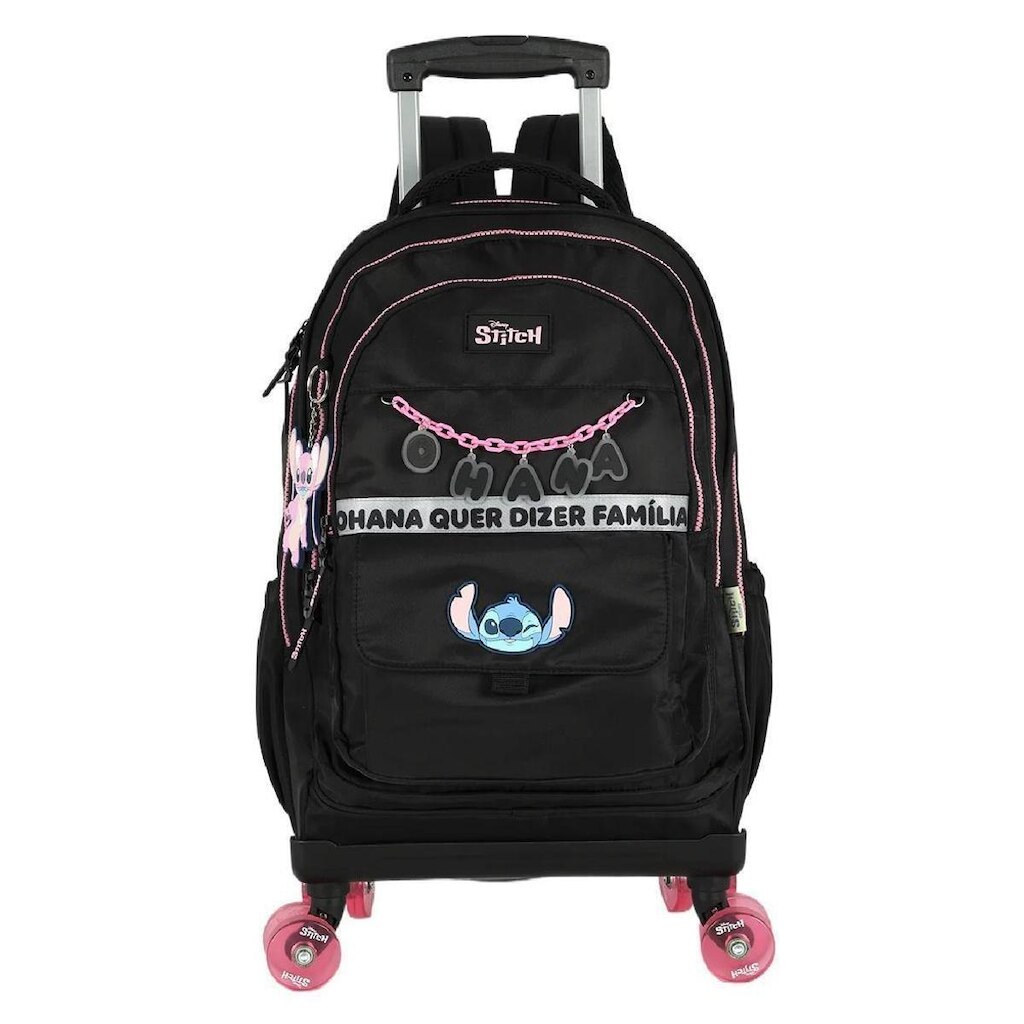 MOCHILA LUXCEL INFANTIL STITCH OHANA COM RODAS MC50082SC